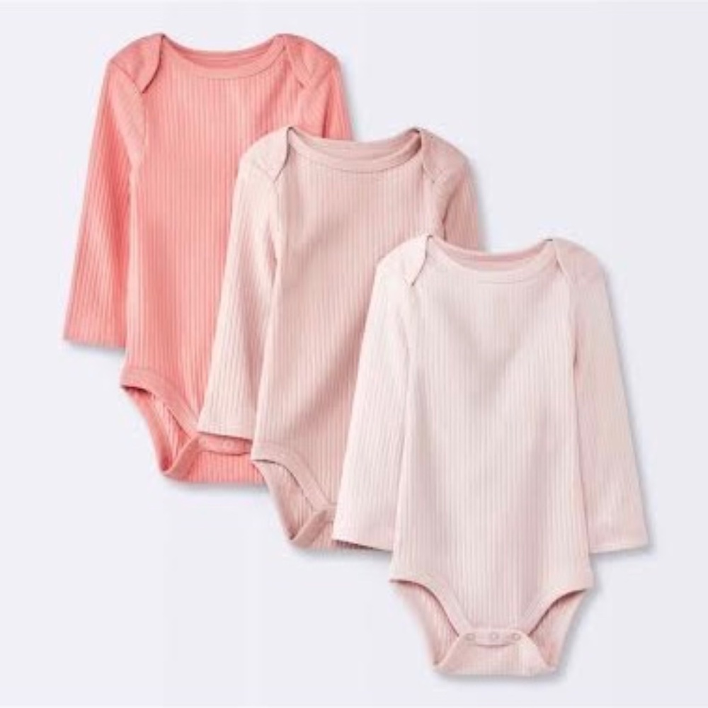 NB Baby Girls' 3pk Long Sleeve Bodysuit - Cloud Island #112